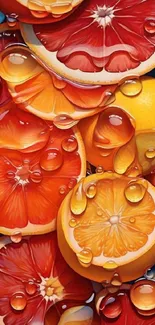 Colorful citrus slices with droplets wallpaper.