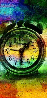 Abstract wallpaper with colorful vintage clock.