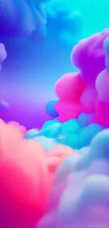 Vibrant purple, pink, and blue fluffy cloud wallpaper.