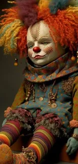 Colorful and whimsical clown doll, perfect for vibrant mobile wallpaper.