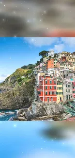 Colorful coastal village by the ocean with scenic views.