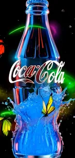 Colorful Coca-Cola bottle with butterflies