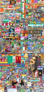 Colorful collage wallpaper featuring various icons and symbols.