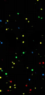 Colorful confetti on black mobile wallpaper.