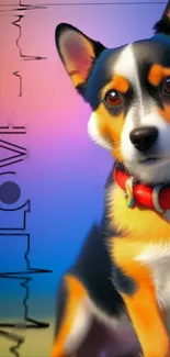 Colorful corgi love wallpaper with vibrant design.