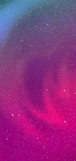 Colorful cosmic aurora wallpaper with pink and blue hues.