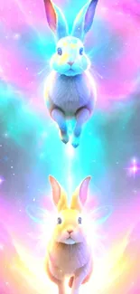 Colorful cosmic bunny wallpaper with vibrant hues.