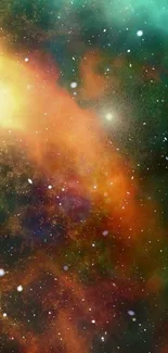 Colorful galaxy wallpaper with stars and nebula hues.