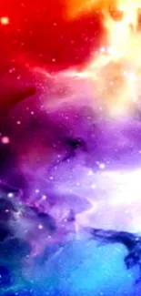 Vibrant cosmic nebula wallpaper with colorful hues.