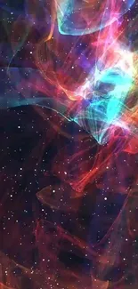 Colorful cosmic nebula wallpaper with vivid hues and a starry background.