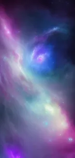 Colorful cosmic nebula wallpaper with purple and blue hues