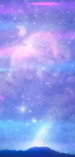 Vibrant cosmic sky wallpaper with stars and colorful celestial elements.