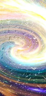 Vibrant cosmic swirl wallpaper with galaxy colors.