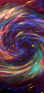 Vibrant cosmic swirl with colorful galaxies and stars.