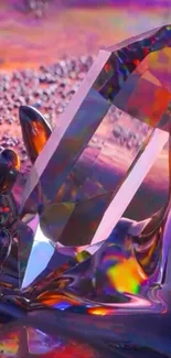 Vibrant crystal in colorful abstract art.