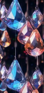 Colorful crystal drops creating vibrant patterns.