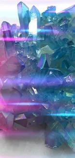 Colorful crystal wallpaper with blue and pink hues, perfect for mobile.