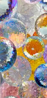 Colorful crystal orbs with vibrant reflections.