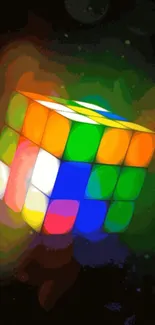 Colorful Rubik's Cube with abstract background design.