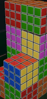 Colorful 3D cubes create an abstract mobile wallpaper.