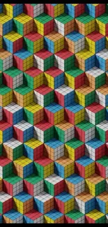 Vibrant multicolored cube pattern.