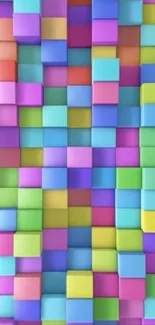 Colorful 3D cubes wallpaper with a vibrant geometric pattern.