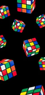 Colorful Rubik's Cubes on black background