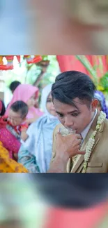 Vibrant cultural celebration with traditional attire.