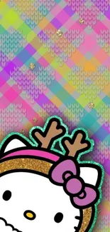 Cute character with colorful pattern background wallpaper.