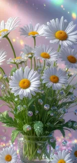 Vibrant daisy bouquet with dreamy light.