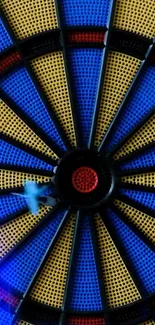 Colorful dartboard with blue and yellow patterns for phone wallpaper.