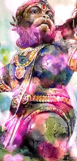 Colorful watercolor depiction of a deity with vibrant hues.