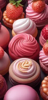 Colorful macarons and berry mobile wallpaper