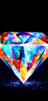 Vibrant, colorful diamond image as mobile wallpaper on black background.