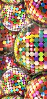 Colorful disco ball mobile wallpaper with vibrant patterns.