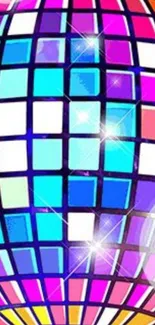 Vibrant disco ball wallpaper with vivid colors and sparkling lights.