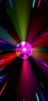 Colorful disco light burst mobile wallpaper.