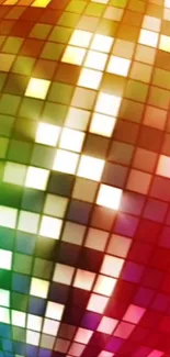 Colorful disco light wallpaper with vibrant pixelated design.