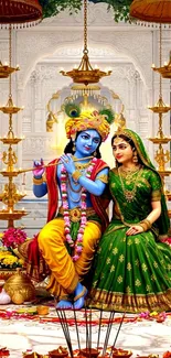 Colorful Hindu divine scene wallpaper