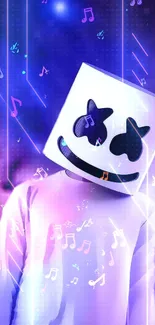 DJ with neon cosmic background art wallpaper.