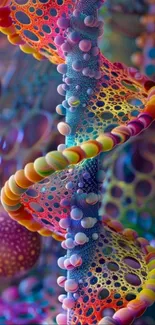Colorful abstract DNA helix wallpaper.