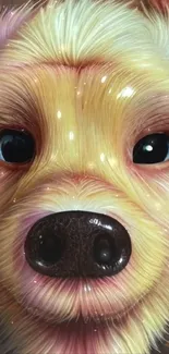 Colorful abstract art of a dog's face with rich textures.