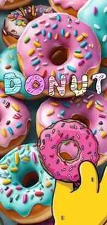 Cartoon donuts with colorful sprinkles wallpaper.