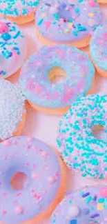 Vibrant pastel pink donut wallpaper for phone background.