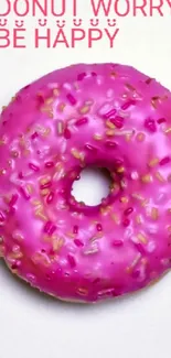 Three colorful donuts with 'Donut Worry, Be Happy' text on a light background.