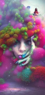 Surreal colorful dreamscape with vibrant colors and whimsical design.