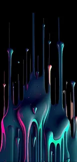 Colorful dripping abstract art on a black background wallpaper.