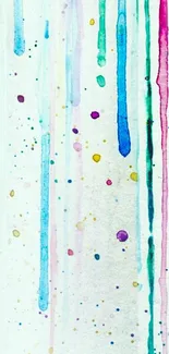 Abstract mobile wallpaper with colorful dripping paint design on a light background.