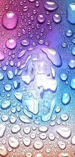 Colorful abstract wallpaper with water droplets in a vibrant gradient.