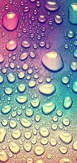 Rain droplets on a colorful gradient phone wallpaper.